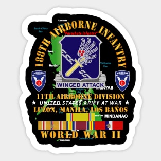 188th Airborne Infantry - The Philippines - WWII w PAC SVC X 300 Sticker